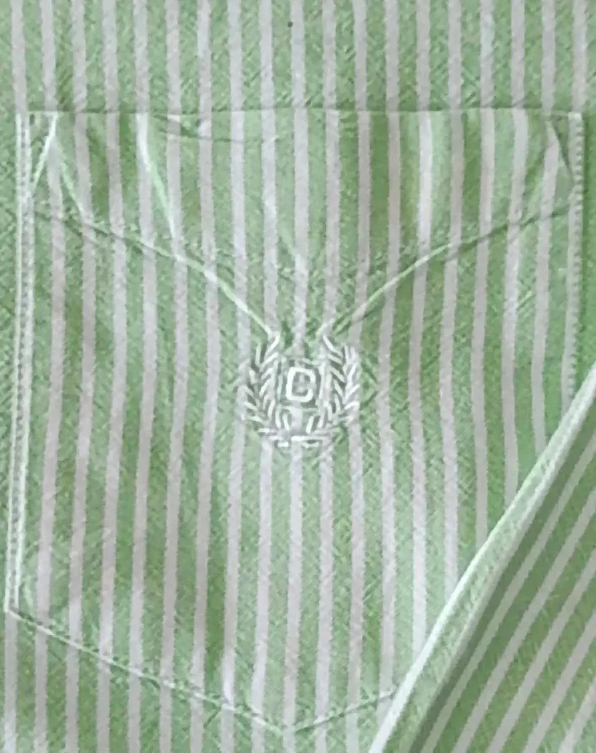 Camisa Chaps verde rayas blancas Logo bordado Talla L – photo 7